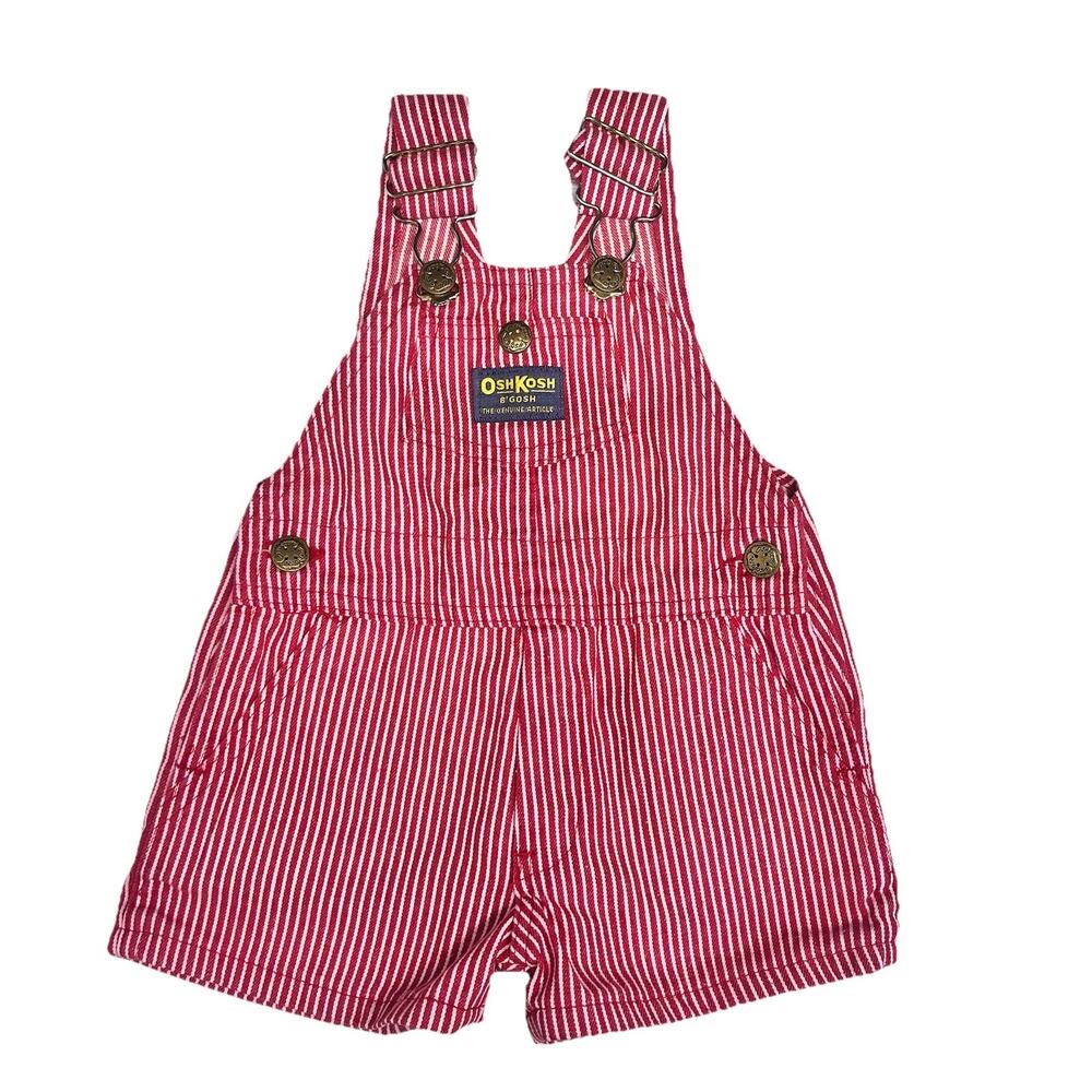 Vintage OshKosh B’gosh Vestbak Shortalls size 2T Made In USA Red Stripes 90's